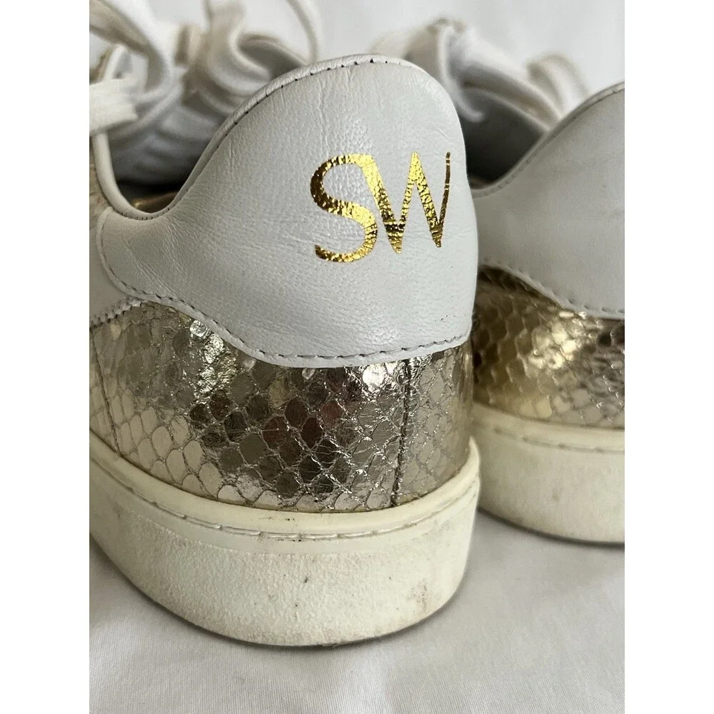 Stuart Weitzman Metallic Gold Sneakers Size 8B - Picture 9 of 11